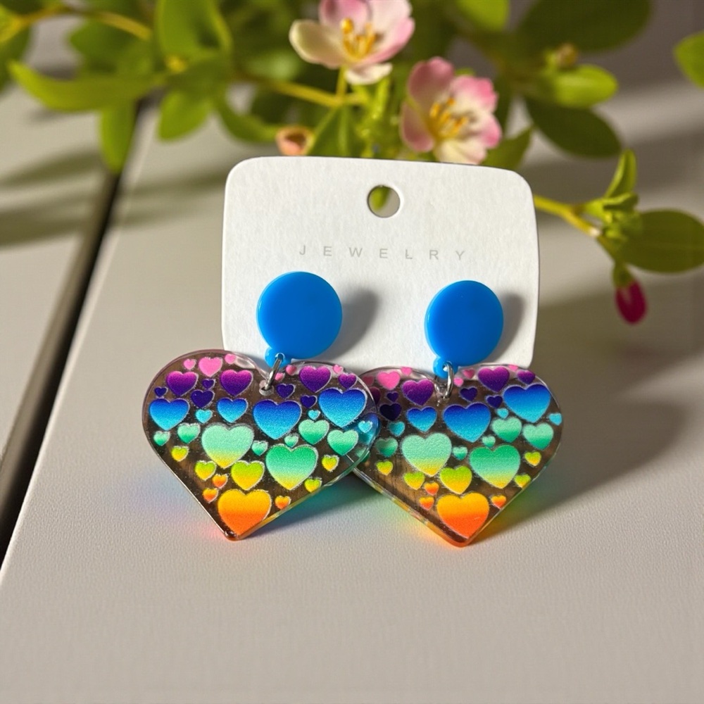 Vibrant Multicolor Heart Earrings